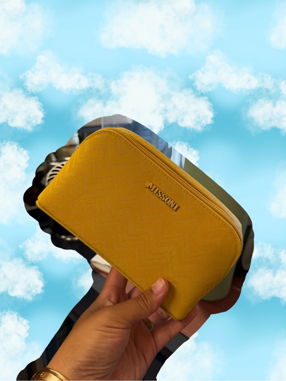 New Missoni Mustard Yellow Zip Amenity Kit